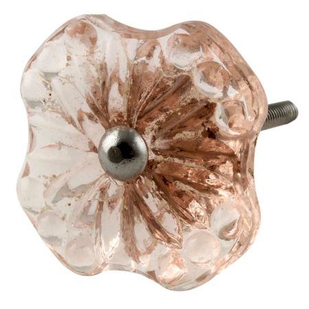 Pink Square Glass Flower Cabinet Knobs